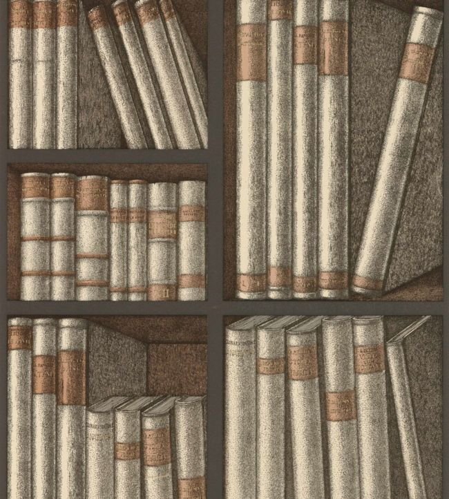 Ex Libris Wallpaper - Oat & Charcoal - 114/15030 - Cole & Son - Premier Wallcovering