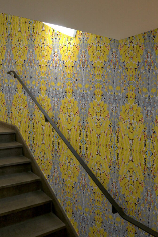 Ex Libris Wallpaper - Mitra Yellow - Timorous Beasties - ROR/XLIB/PRL/08 - Premier Wallcovering