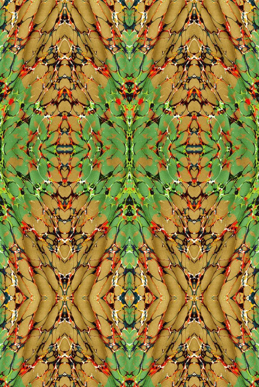 Ex Libris Wallpaper - Grass on Old Gold - Timorous Beasties - ROR/XLIB/PRL/02 - Premier Wallcovering