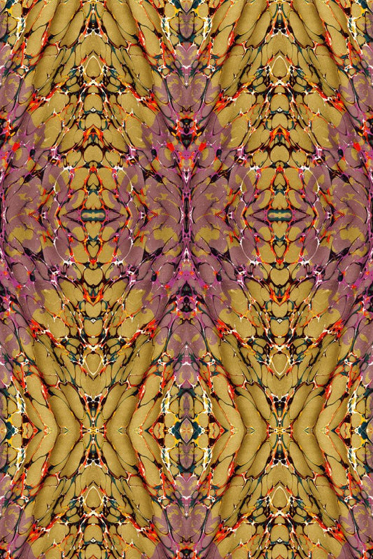 Ex Libris Wallpaper - Wine on Old Gold - Timorous Beasties - ROR/XLIB/PRL/01 - Premier Wallcovering