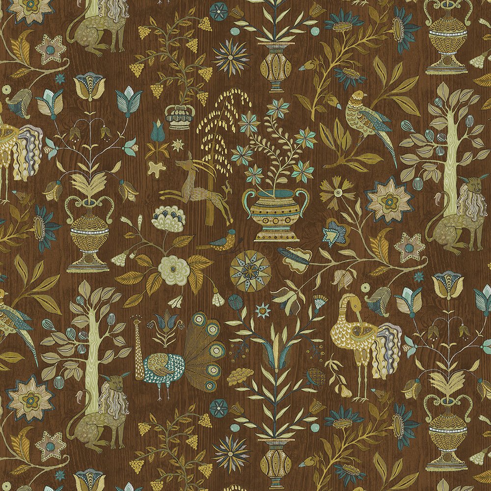 Fable Garden Wallpaper - Brown - Josephine Munsey - JMW-104541 - Premier Wallcovering