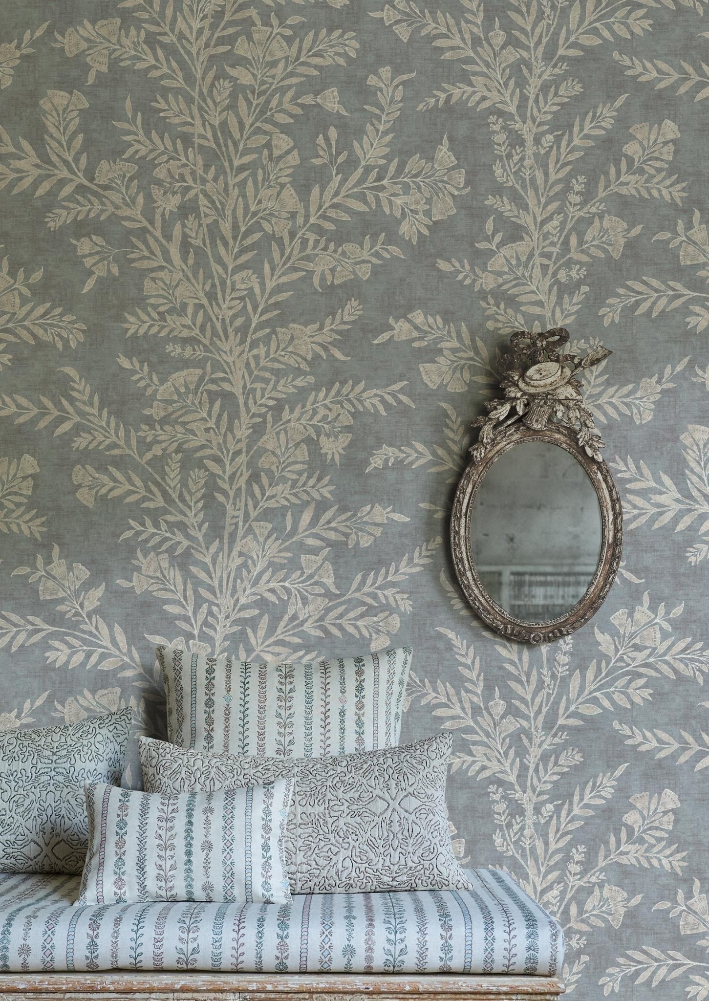 Fan Flower Wallpaper - Storm - Lewis & Wood - Premier Wallcovering