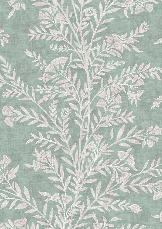 Fan Flower Wallpaper - Eucalyptus - Lewis & Wood - Premier Wallcovering