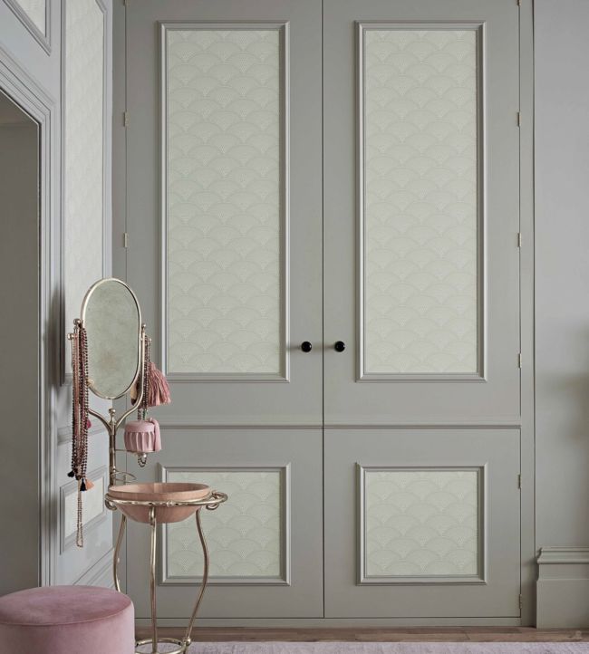 Feather Fan Icons Wallpaper - Charcoal & Metallic Bronze - 112/10033 - Cole & Son - Premier Wallcovering