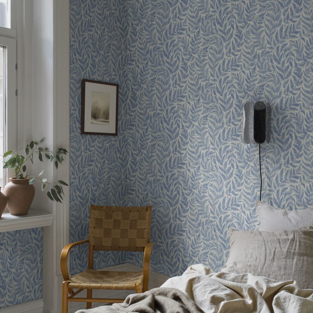 Ferns Wallpaper - Blue - Boråstapeter - 7790 - Premier Wallcovering