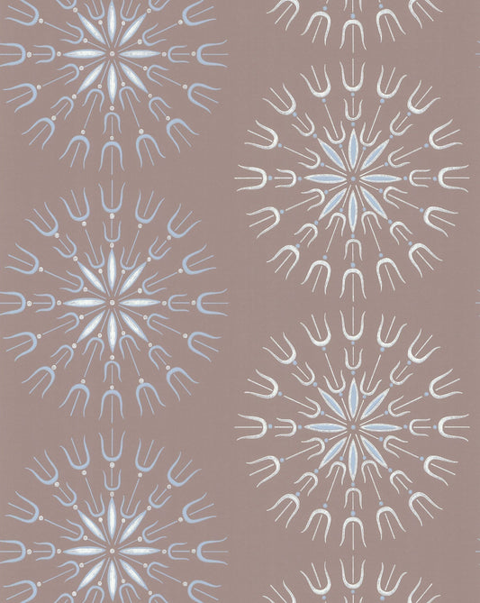 Fioretti Wallpaper - Powder Blue & Chalk on Taupe - 69/1101 - Cole & Son - Premier Wallcovering