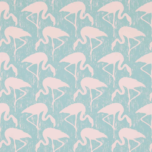Flamingos Wallpaper - Turquoise Pink - DVIN214569 - Sanderson
