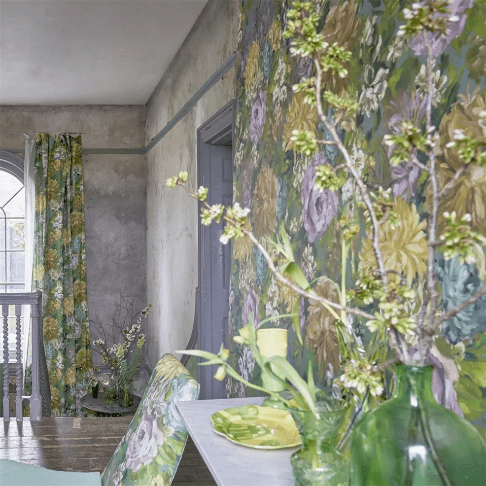 Fleurs D Artistes Wallpaper - Vintage Green - PDG1170/01 - Designers Guild