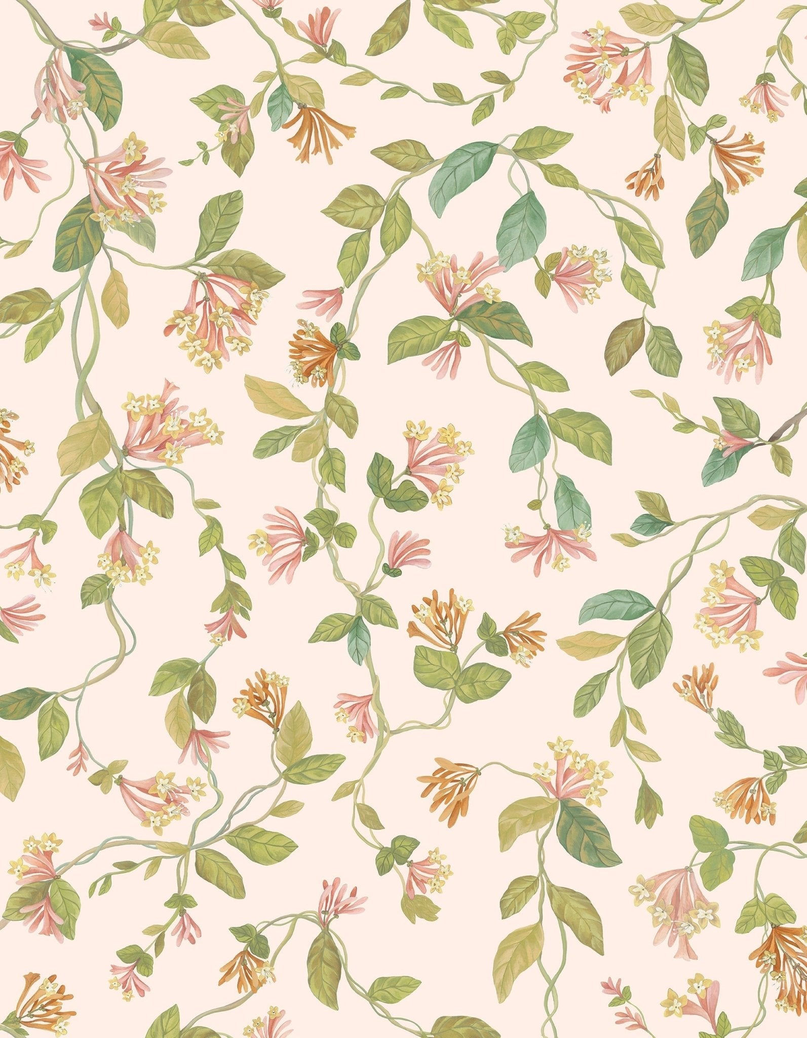 Flora Wallpaper - Tangerine & Olive on Blush - 124/3016 - Cole & Son - Premier Wallcovering