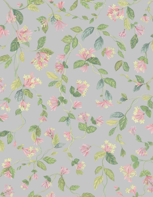 Flora Wallpaper - Rose & Olive on Grey - 124/3017 - Cole & Son - Premier Wallcovering