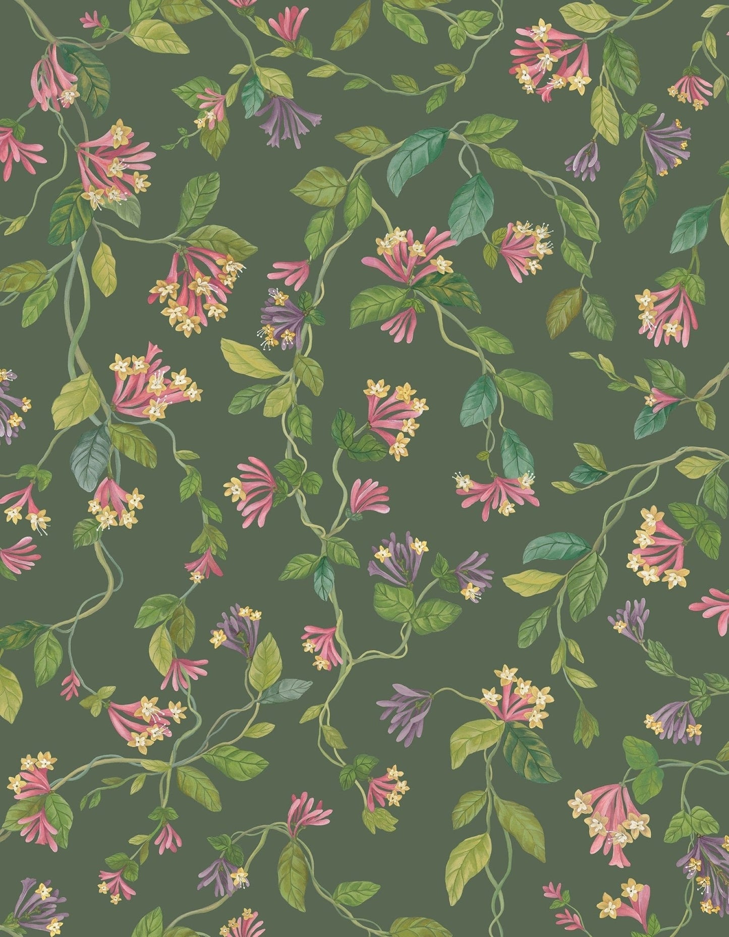 Flora Wallpaper - Fuchsia on Racing Green - 124/3019 - Cole & Son - Premier Wallcovering