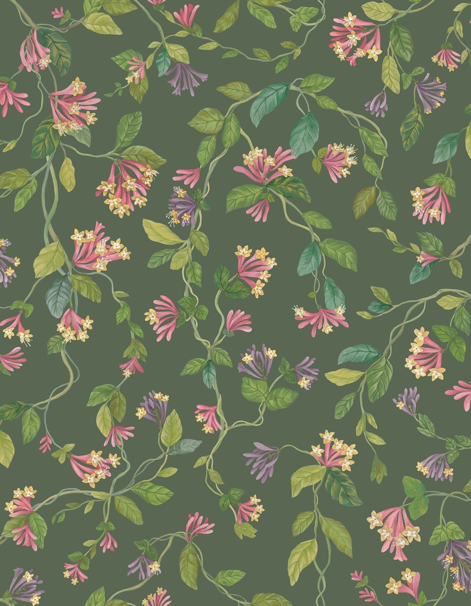Flora Wallpaper - Fuchsia on Racing Green - 124/3019 - Cole & Son - Premier Wallcovering