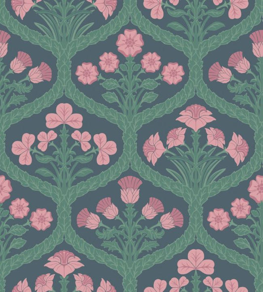 Floral Kingdom Wallpaper - Rose & Forest on Charcoal - 116/3010 - Cole & Son - Premier Wallcovering