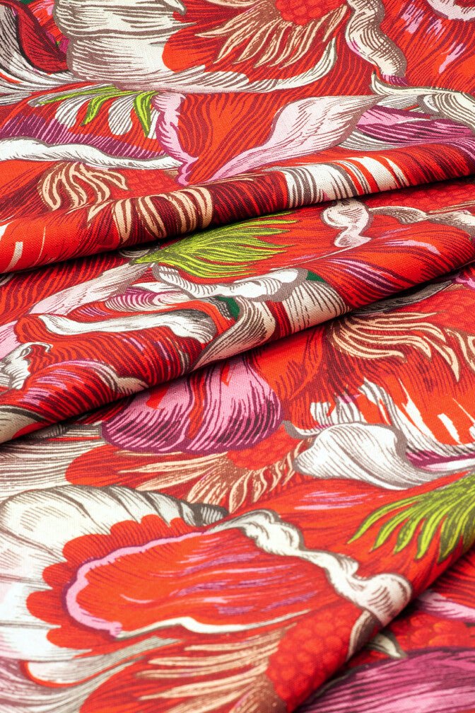 Florama Fabric - Scarlet - Timorous Beasties - JNGL/DIGIP/FRMA/1295/01 - Premier Wallcovering