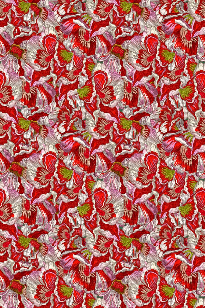Florama Fabric - Scarlet - Timorous Beasties - JNGL/DIGIP/FRMA/1295/01 - Premier Wallcovering