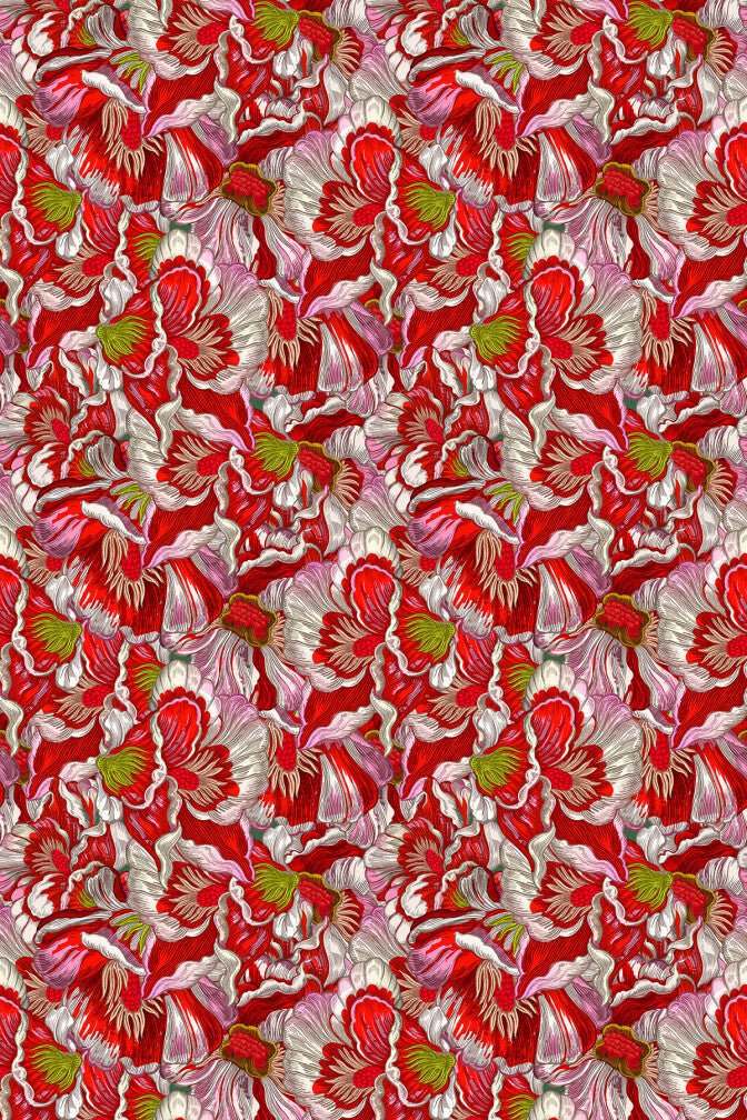 Florama Wallpaper - Scarlet - Timorous Beasties - JNGL/FRMA/SMM/01 - Premier Wallcovering