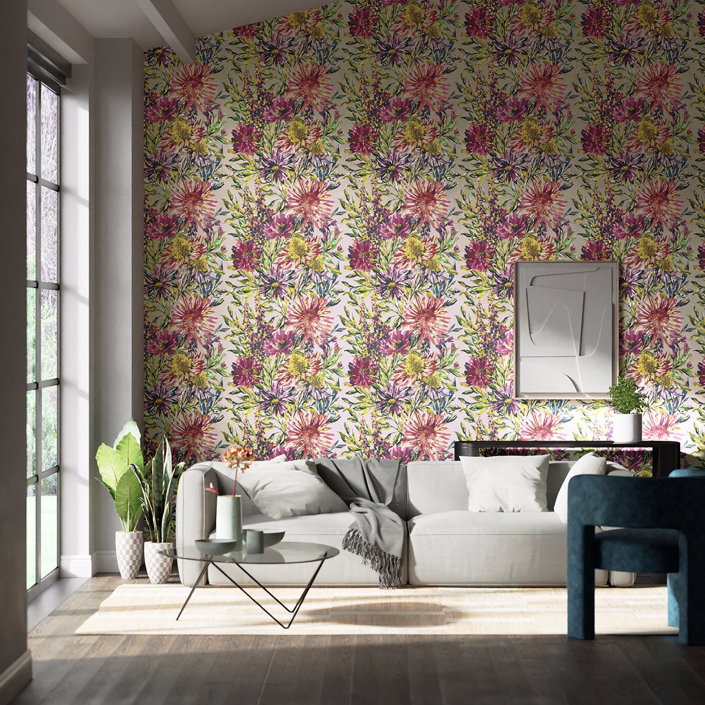 Floreale Wallpaper - Tangerine/Fuchsia - HSTO111497 - Harlequin - Premier Wallcovering