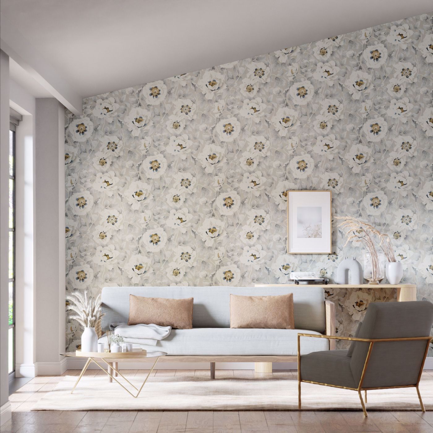 Florent Wallpaper - Stone/Tranquility/Slate - HC4W113017 - Harlequin - Premier Wallcovering