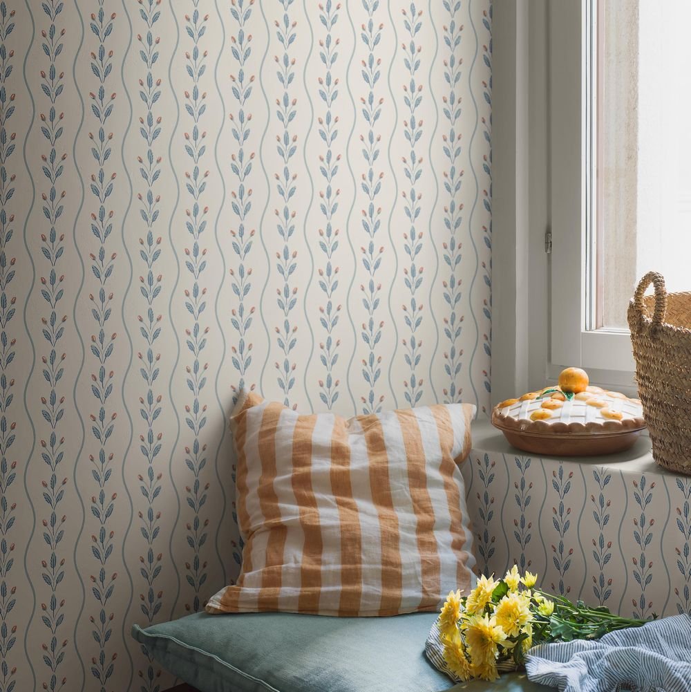 Flower Buds Wallpaper - Blue - Boråstapeter - 7779 - Premier Wallcovering