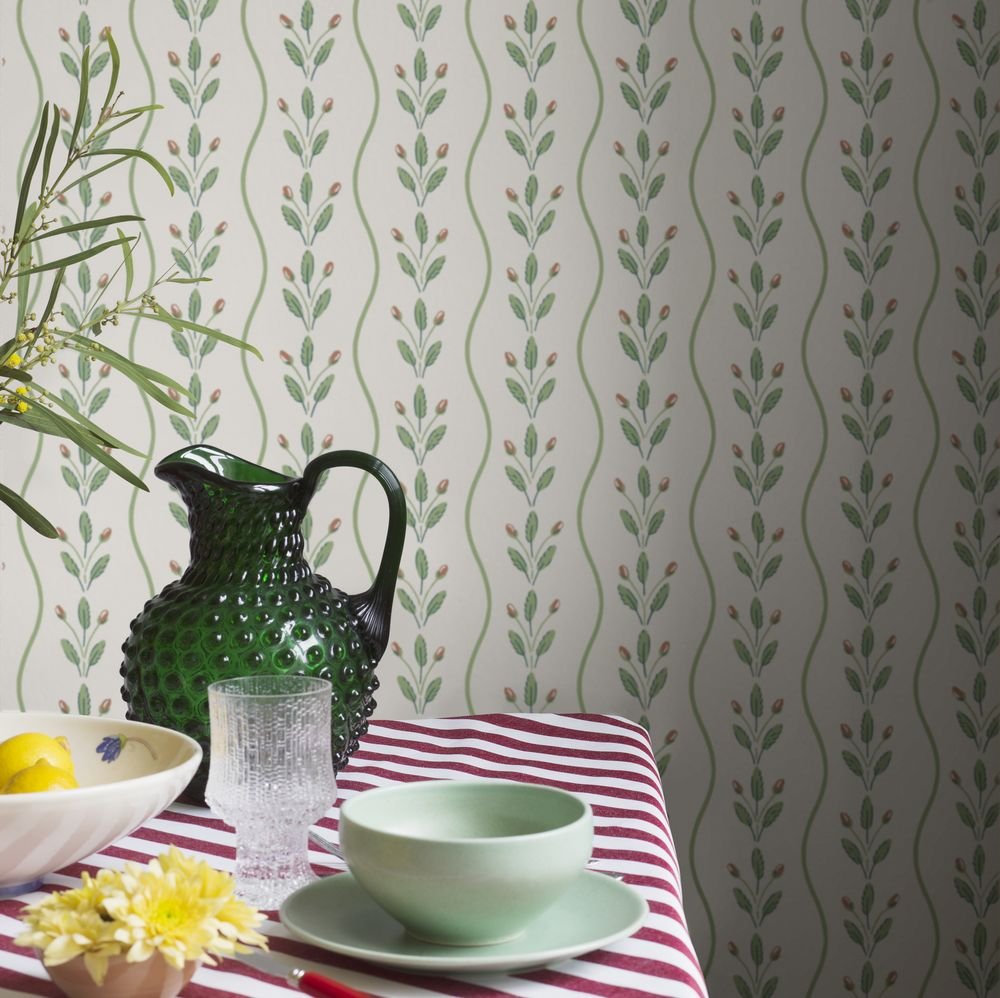 Flower Buds Wallpaper - Green - Boråstapeter - 7778 - Premier Wallcovering
