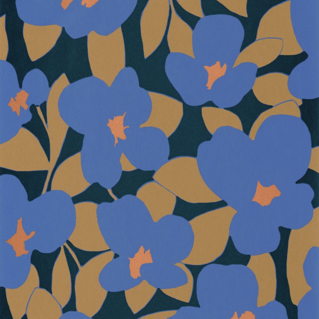 Flower Power Iconic Wallpaper - Bleu Indigo - Casadeco - 88396404 - Premier Wallcovering