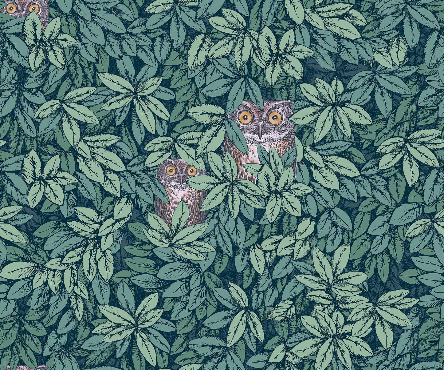 Foglie e Civette Wallpaper - Viridian - 123/11051 - Cole & Son - Premier Wallcovering