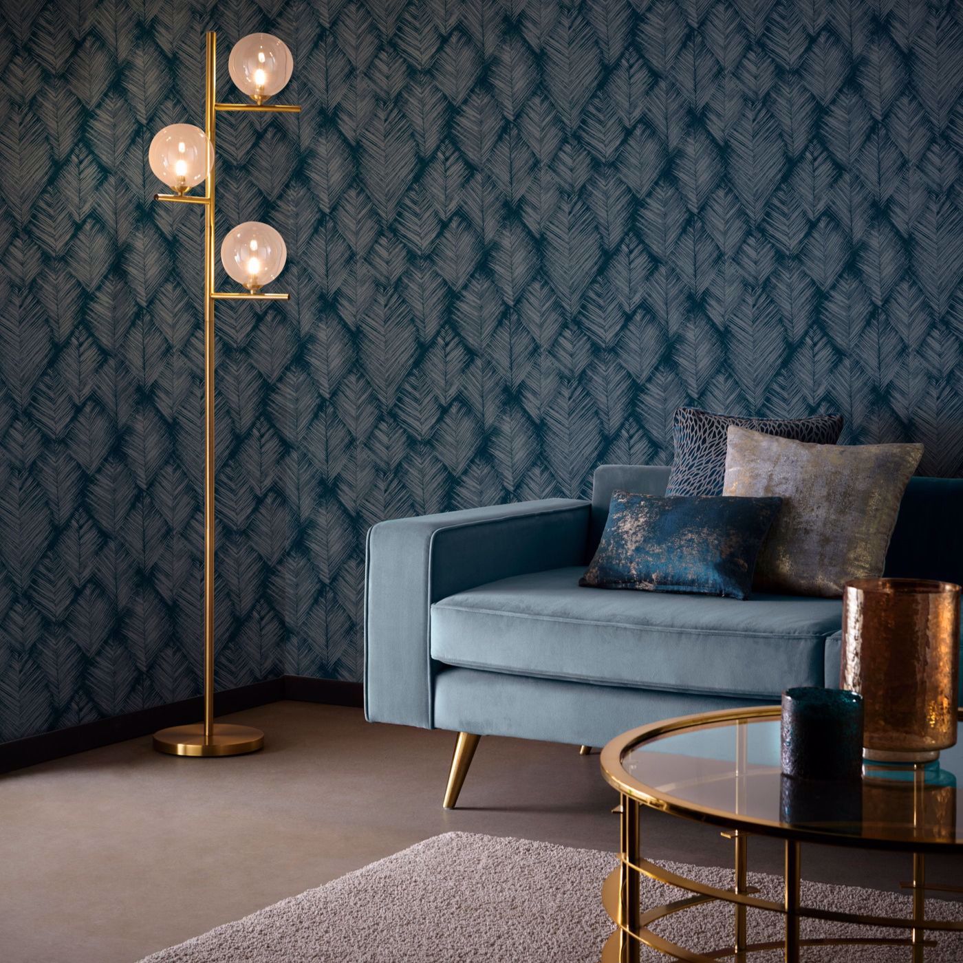 Folius Wallpaper - Midnight - Clarke & Clarke - W0206/03 - Premier Wallcovering