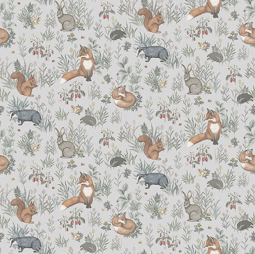 Forest Friends Wall Mural - Soft Grey - Boråstapeter - 7480 - Premier Wallcovering