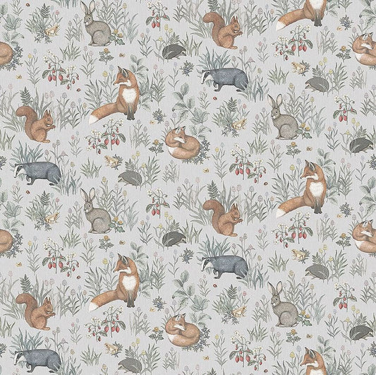Forest Friends Wall Mural - Soft Grey - Boråstapeter - 7480 - Premier Wallcovering