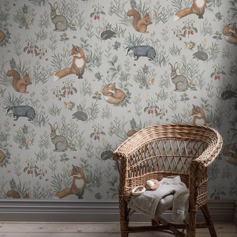 Forest Friends Wall Mural - Soft Grey - Boråstapeter - 7480 - Premier Wallcovering