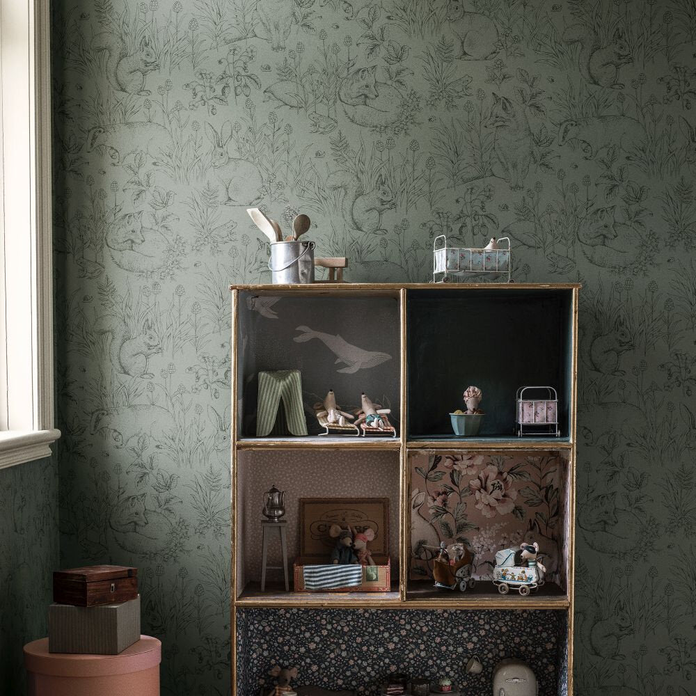 Forest Friends Wallpaper - Green - Boråstapeter - 7477 - Premier Wallcovering