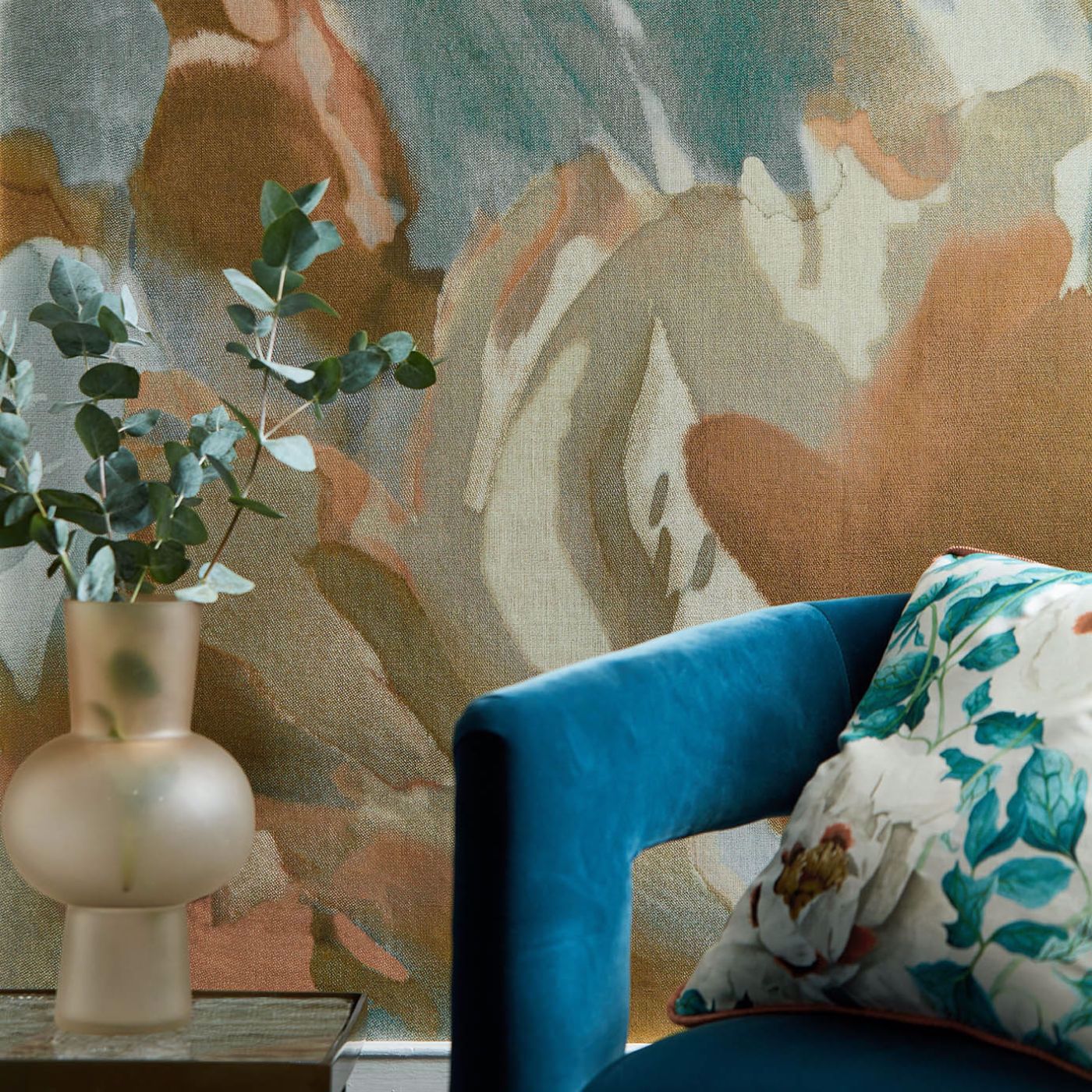 Foresta Wallpaper - Baked Terracotta/Cerulean - HC4W113001 - Harlequin - Premier Wallcovering