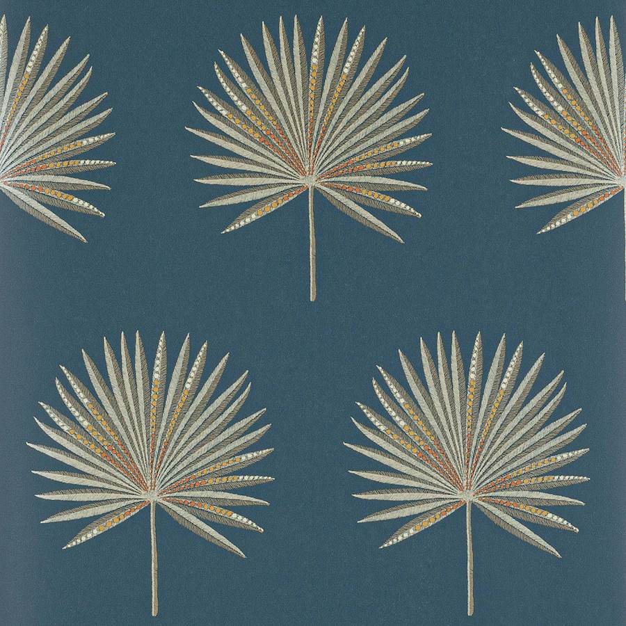 Fortunei Wallpaper - Navy/Silver - J182W - 05 - Jane Churchill