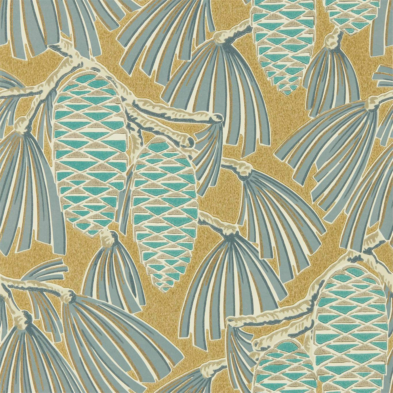 Foxley Wallpaper - Kingfisher/Gold - HSAW112127 - Harlequin - Premier Wallcovering
