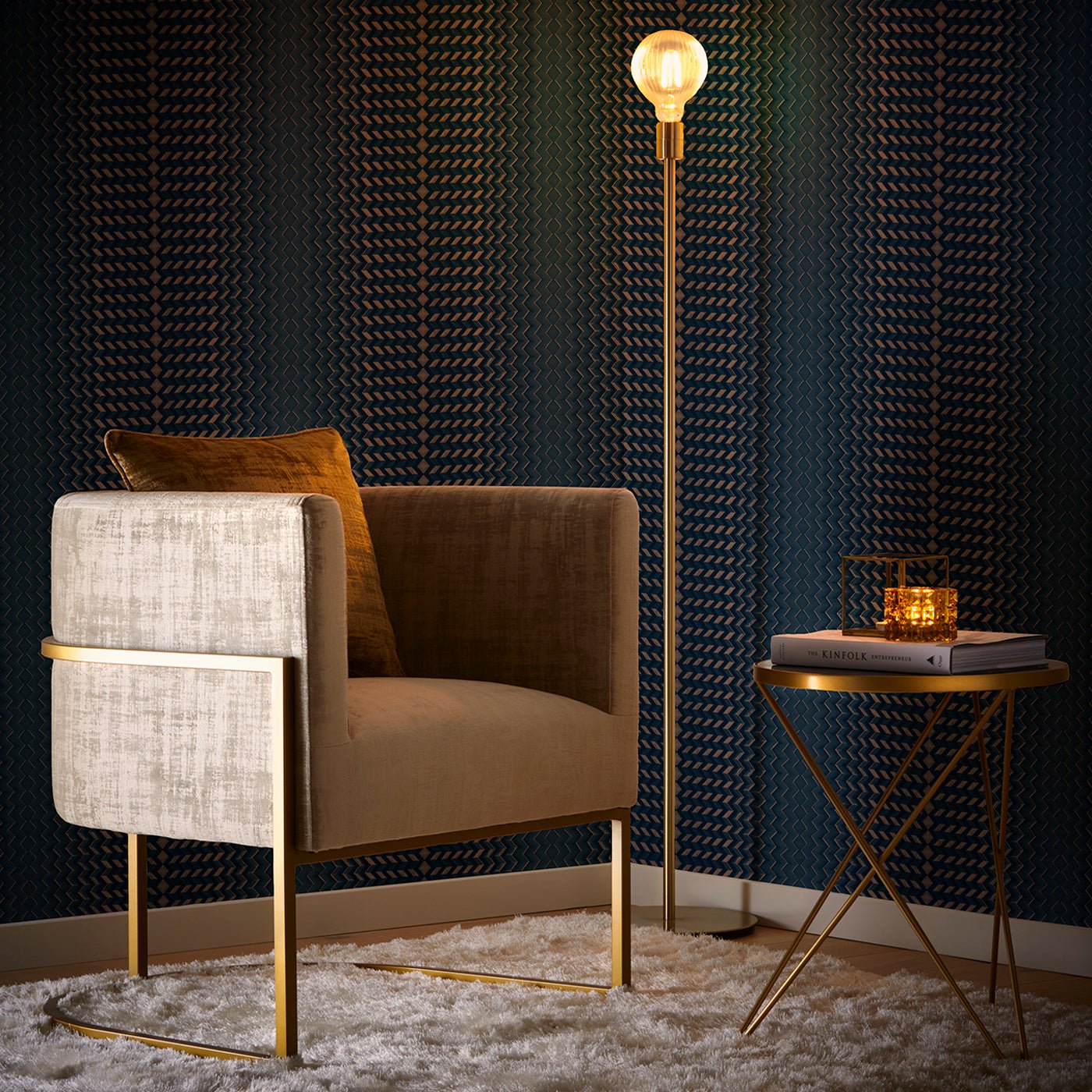 Fragment Wallpaper - Midnight/Copper - Clarke & Clarke - W0150/03 - Premier Wallcovering