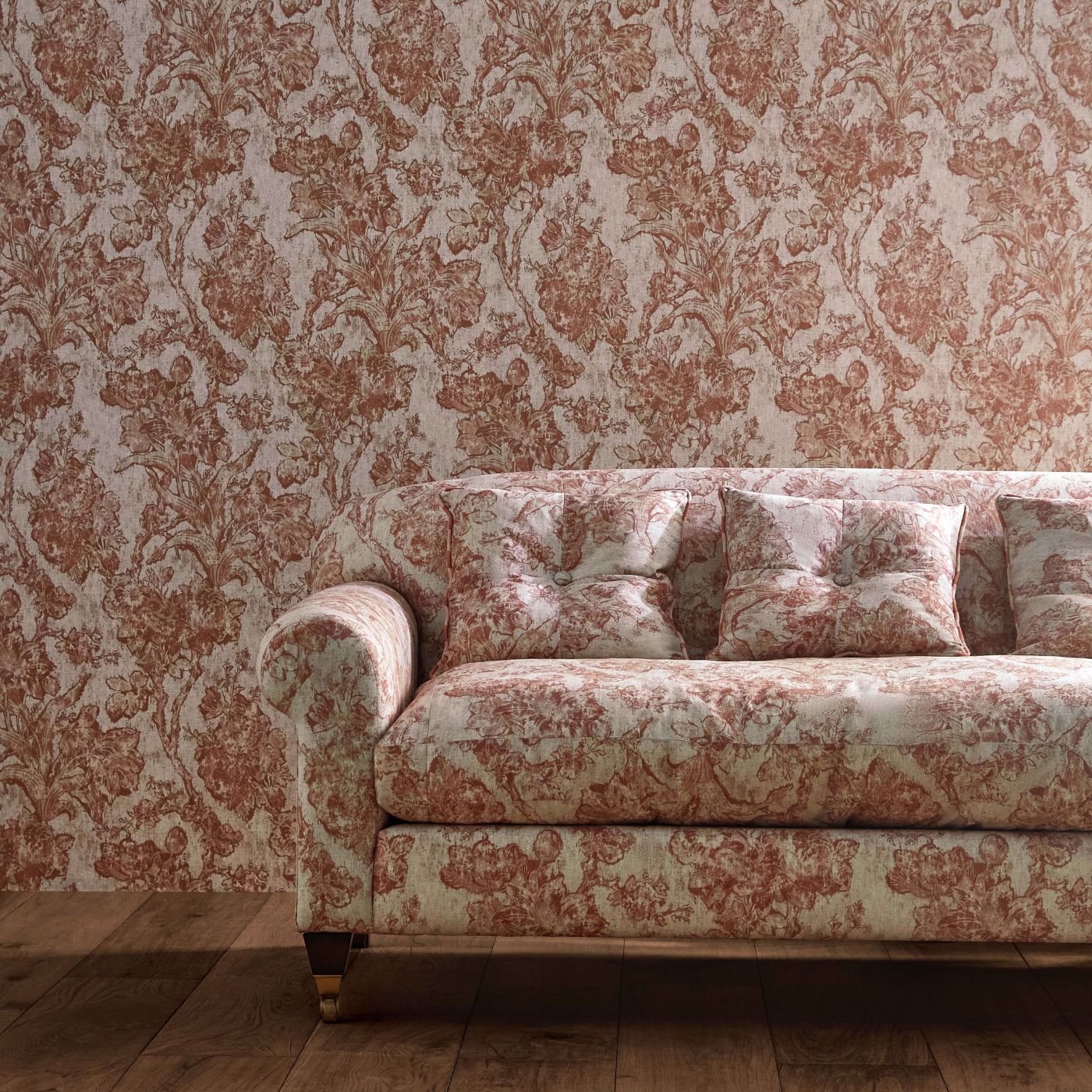 Fringed Tulip Toile Wallpaper - Putty - DGDW217324 - Sanderson