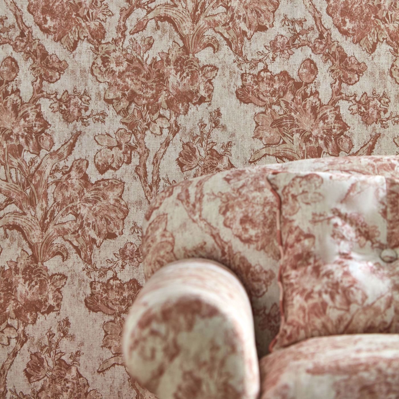 Fringed Tulip Toile Wallpaper - Putty - DGDW217324 - Sanderson