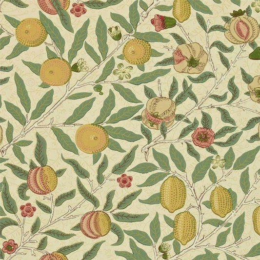 Fruit Wallpaper - Beige/Gold/Coral - Morris & Co - 216484