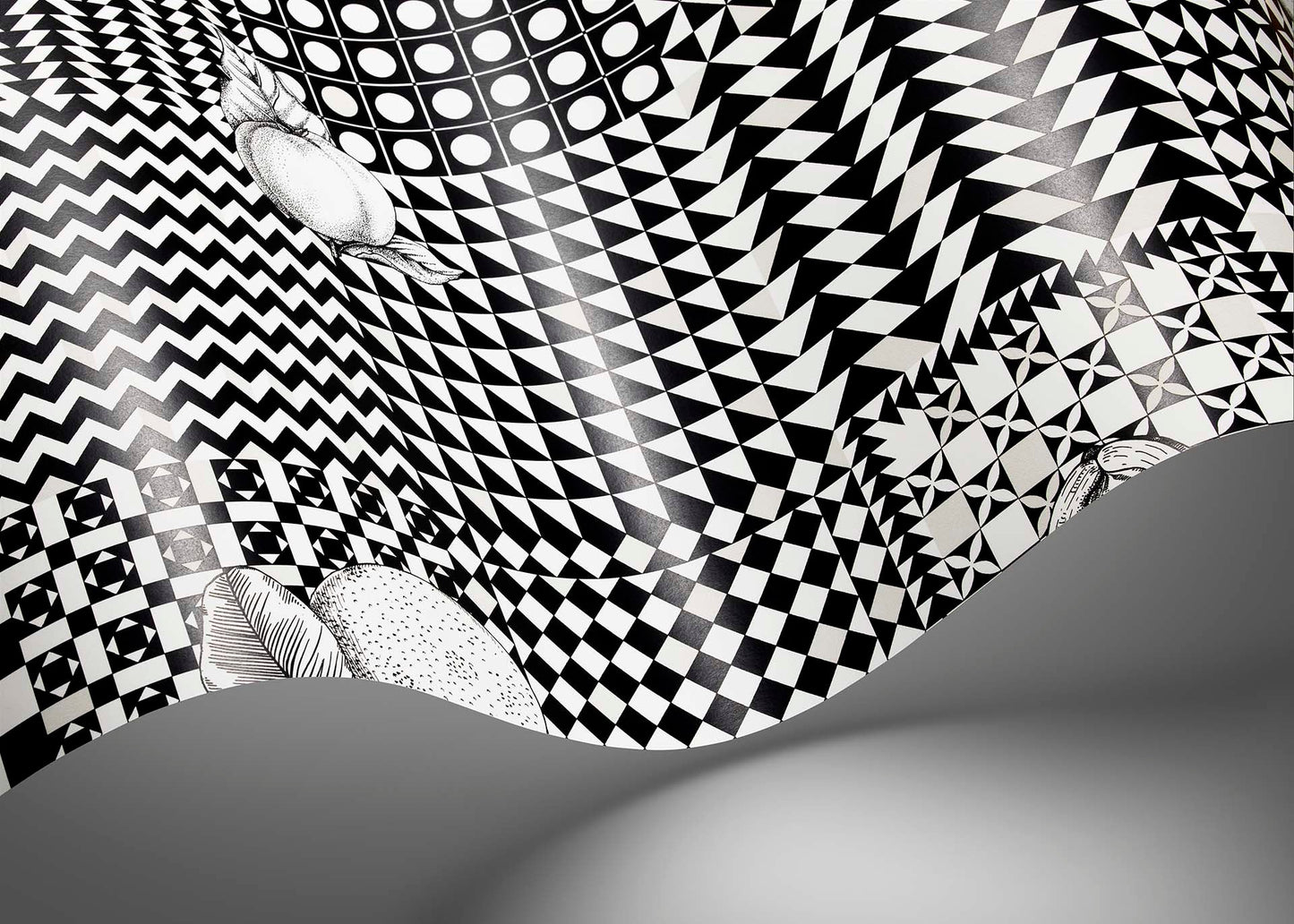 Frutta e Geometrico Wallpaper - Black & White - 123/6030 - Cole & Son - Premier Wallcovering