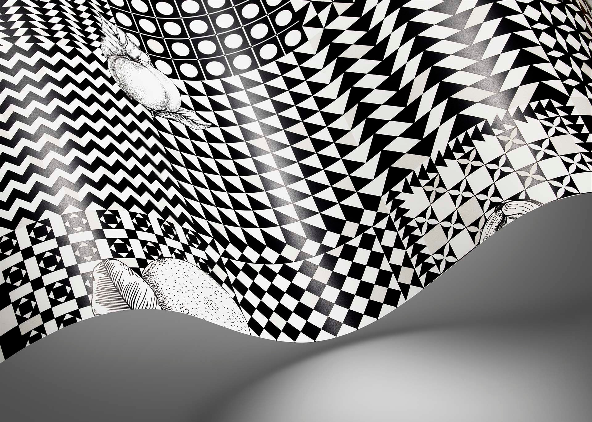 Frutta e Geometrico Wallpaper - Black & White - 123/6030 - Cole & Son - Premier Wallcovering