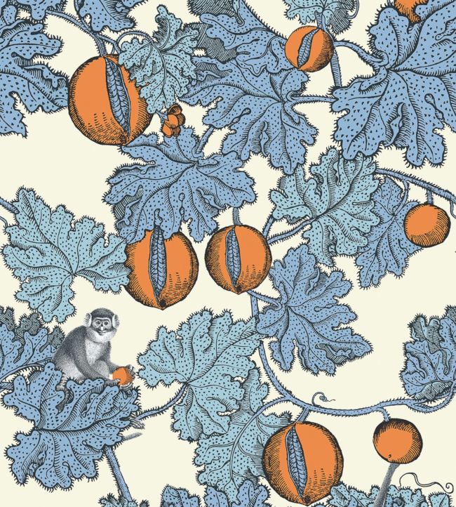 Frutto Proibito Wallpaper - Hyacinth & Orange on White - 114/1003 - Cole & Son - Premier Wallcovering
