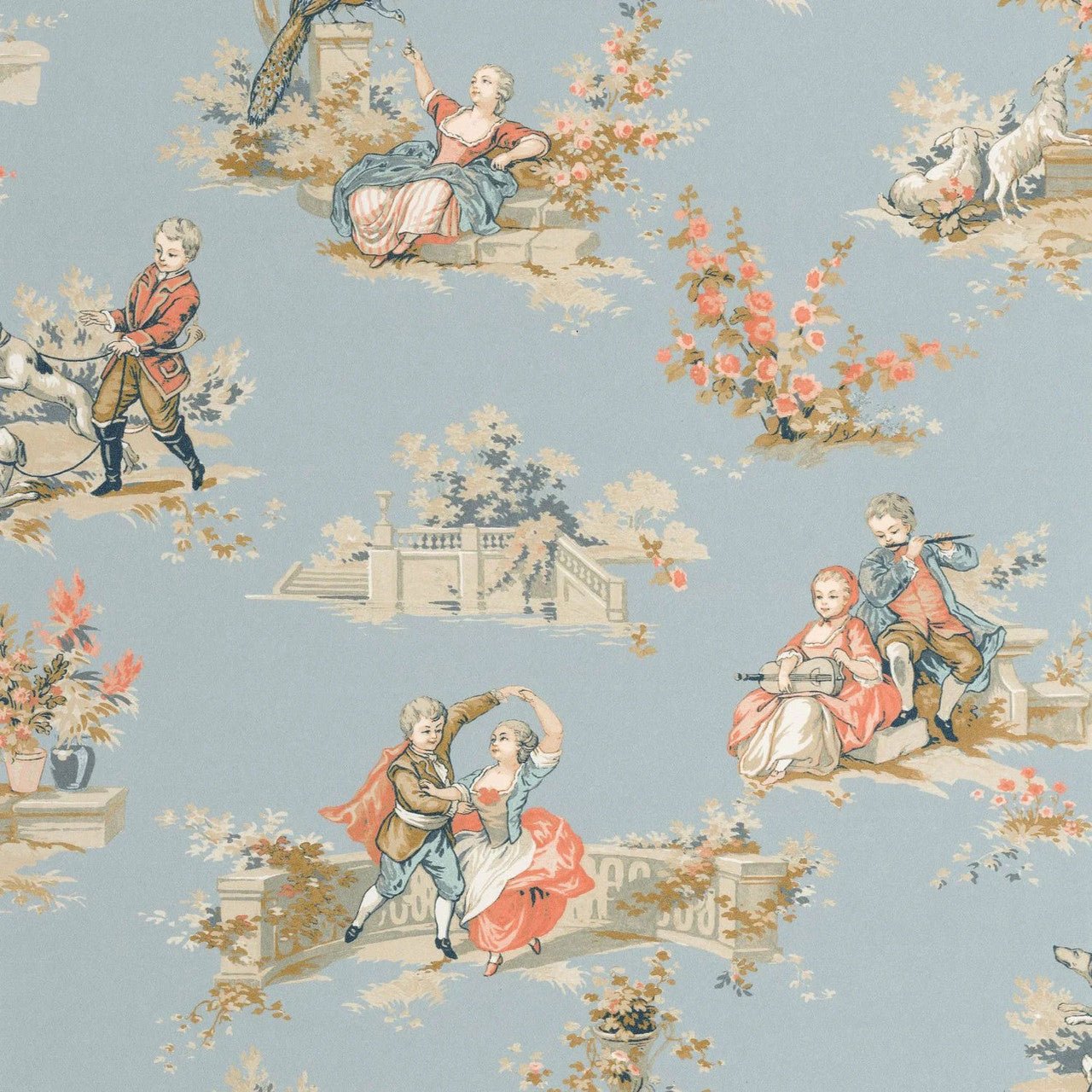 Gavotte Les Belles Toiles De Jouy Wallpaper - Bleu Doux - Casadeco - 201736515 - Premier Wallcovering
