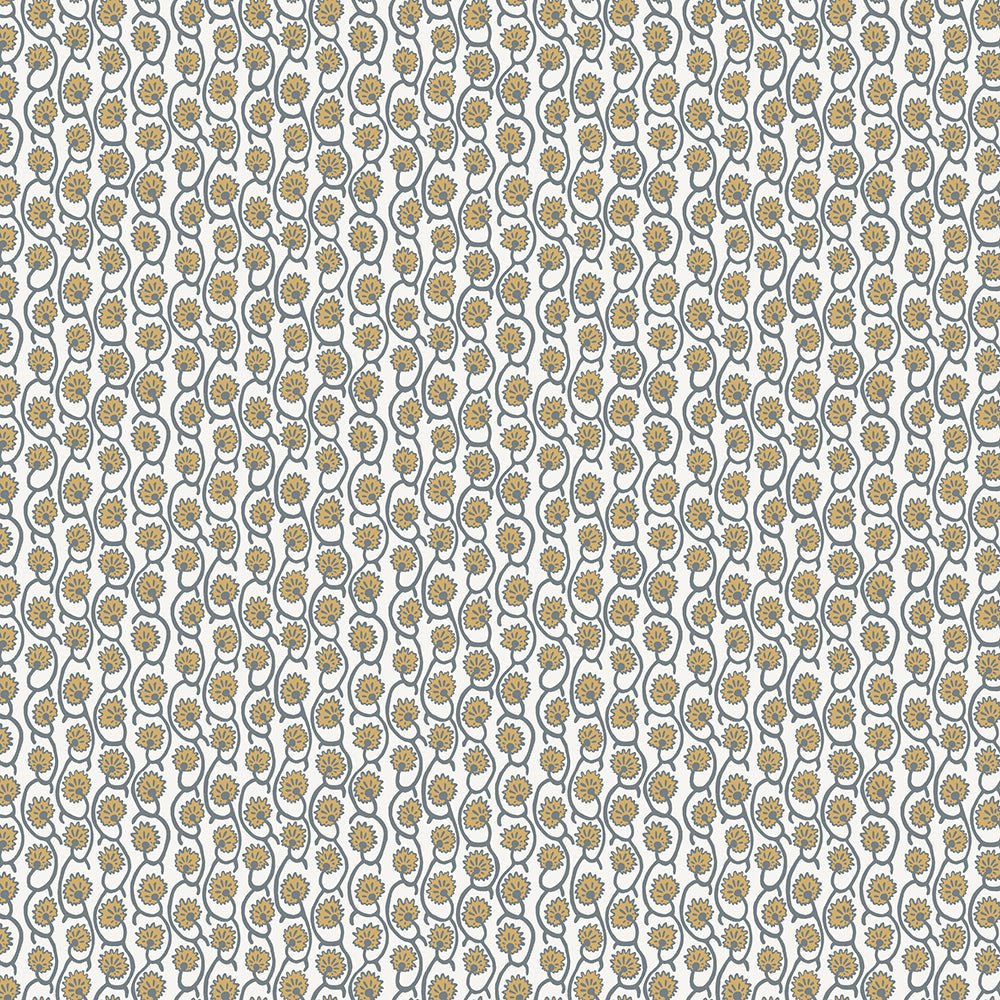 Geranium Stripe Wallpaper - Bude Blue - Smith Yellow - Kempton White - Josephine Munsey - GER-024-019-045 - Premier Wallcovering