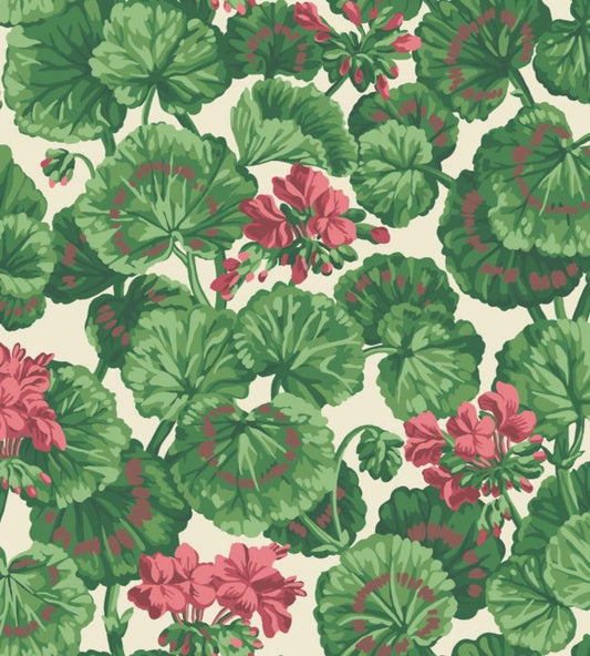Geranium Wallpaper - Rose & Forest Greens on Parchment - 117/11034 - Cole & Son - Premier Wallcovering
