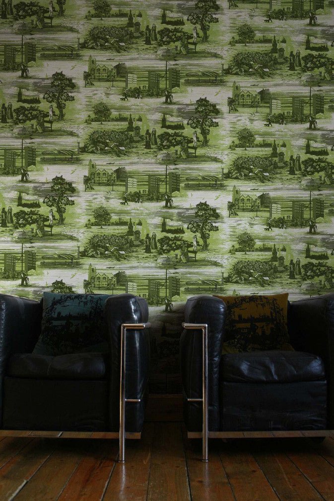 Glasgow Toile Wallpaper - Green - Timorous Beasties - TB/GTOIL/MICA/02 - Premier Wallcovering