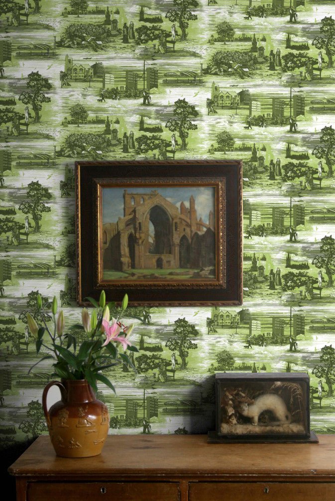 Glasgow Toile Wallpaper - Green - Timorous Beasties - TB/GTOIL/MICA/02 - Premier Wallcovering