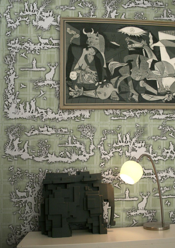 Glorious Twelfth Wallpaper - Sage - Timorous Beasties - TB/GLTW/MICA/04 - Premier Wallcovering