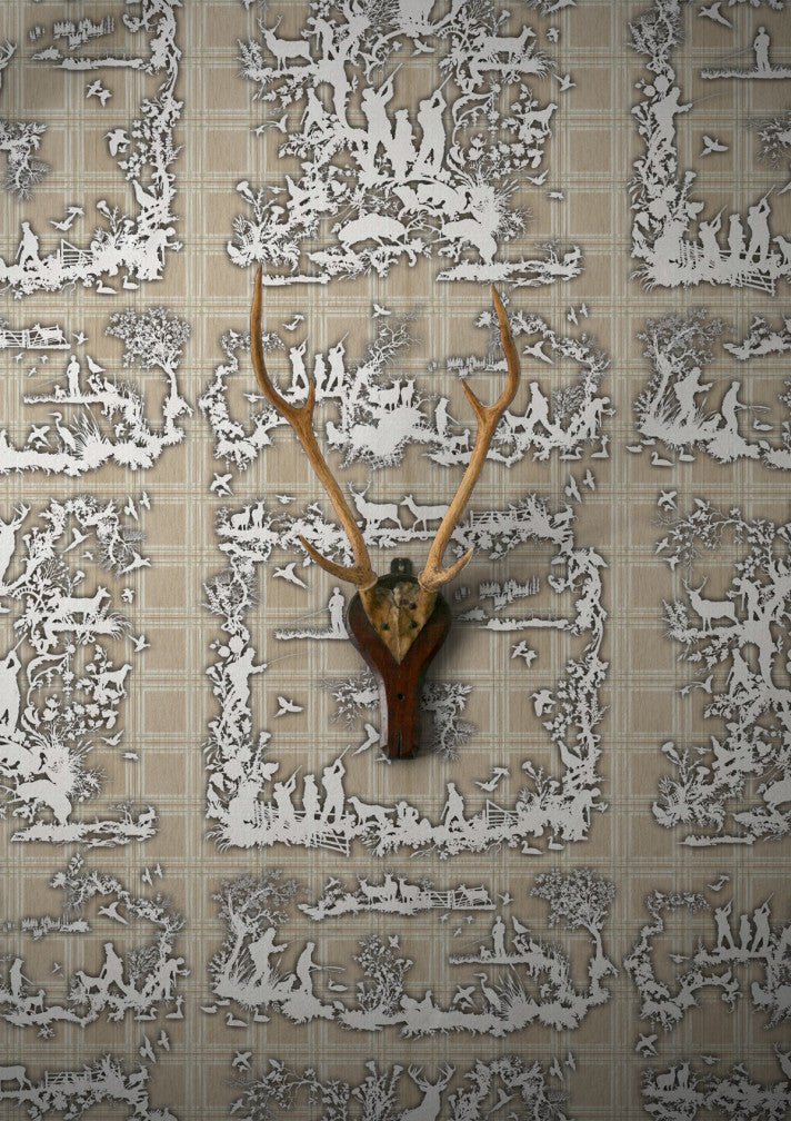 Glorious Twelfth Wallpaper - Beige - Timorous Beasties - TB/GLTW/MICA/01 - Premier Wallcovering