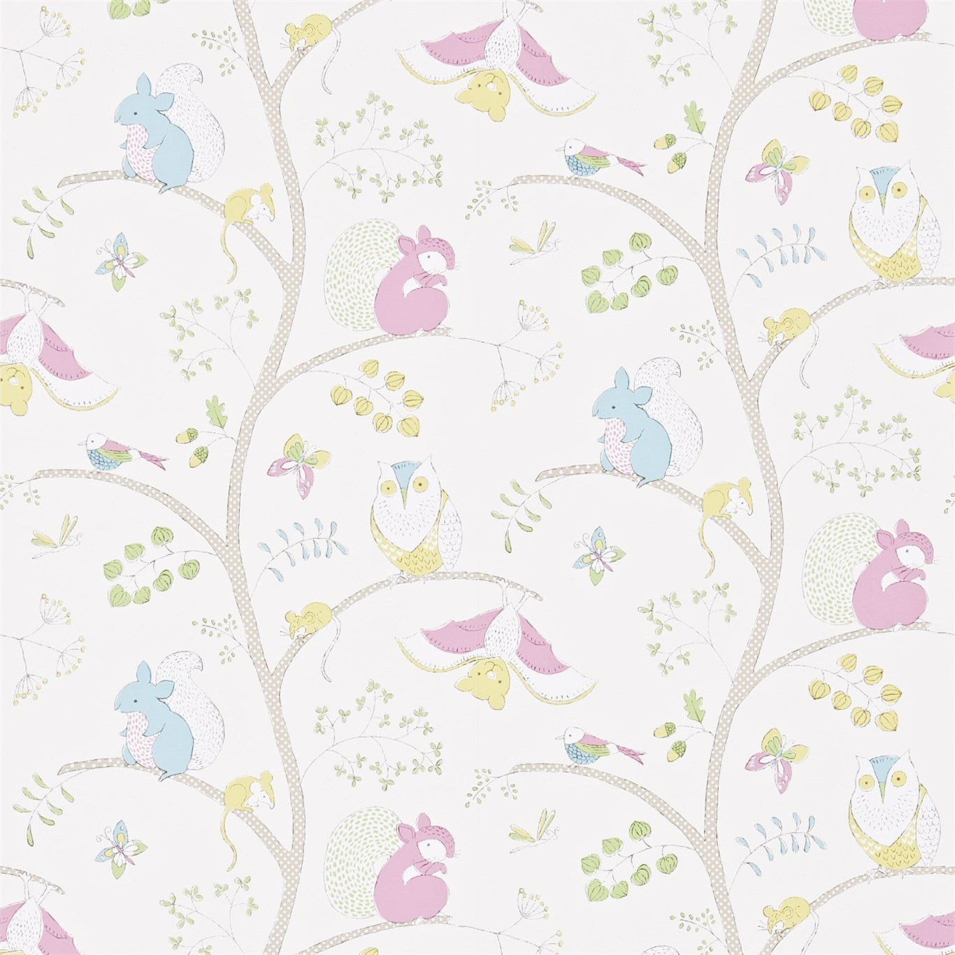 Going Batty Wallpaper - Pink/Blue - Sanderson - DLIT214017