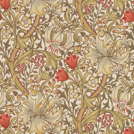 Golden Lily Wallpaper - Biscuit/Brick - Morris & Co - 216869